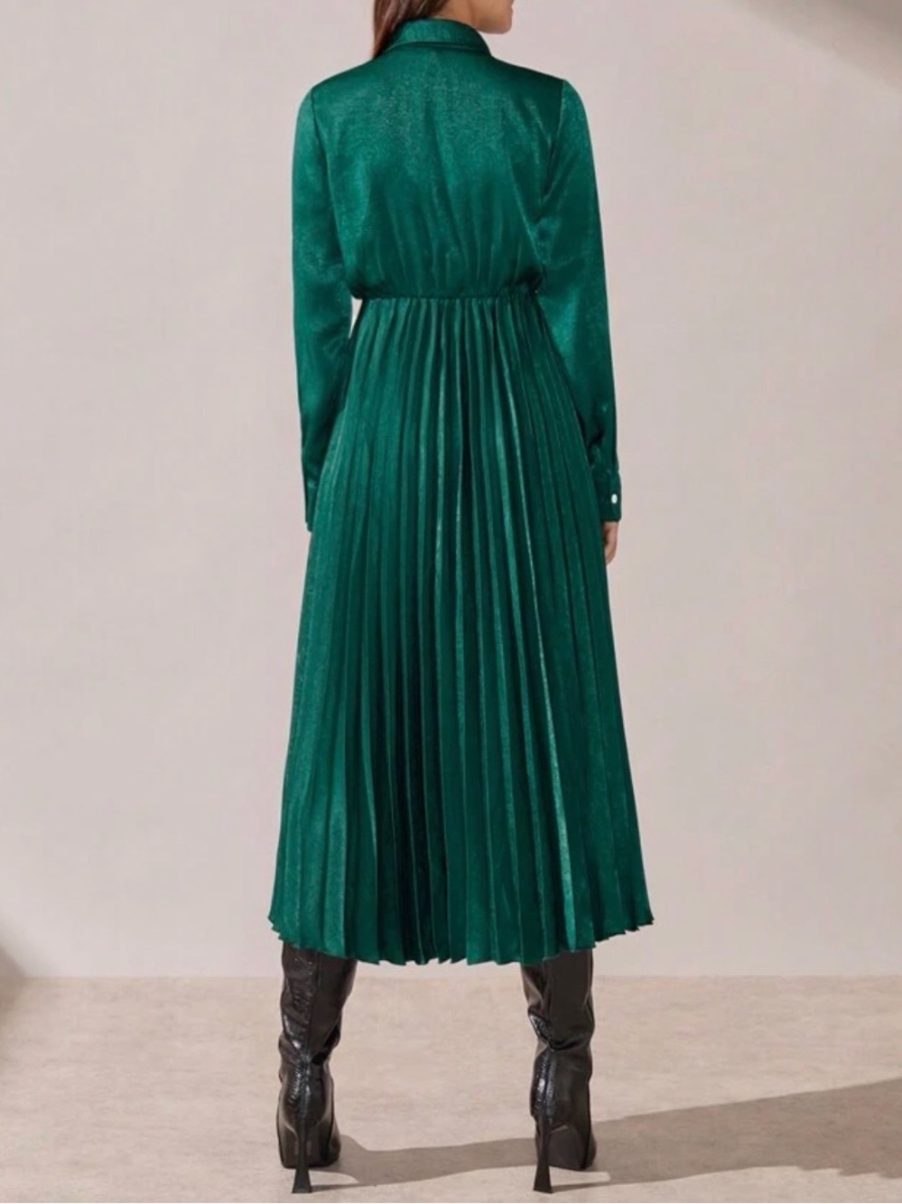 SHEIN Teal Button-Front Pleated Maxi Dress - Picture 2 of 7